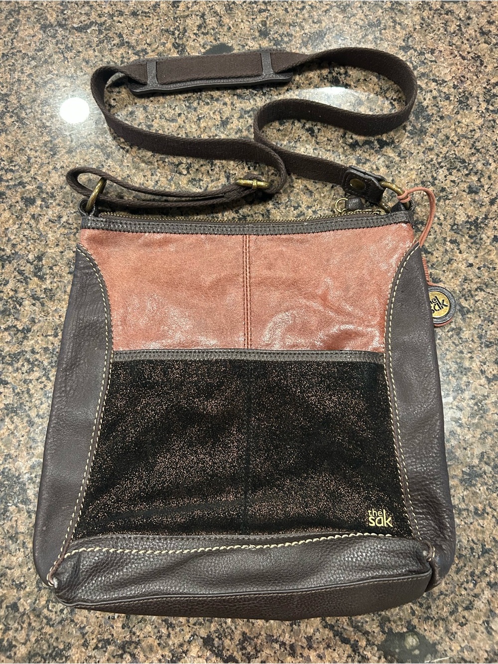 The Sak Brown & Rust Patchwork Leather Crossbody